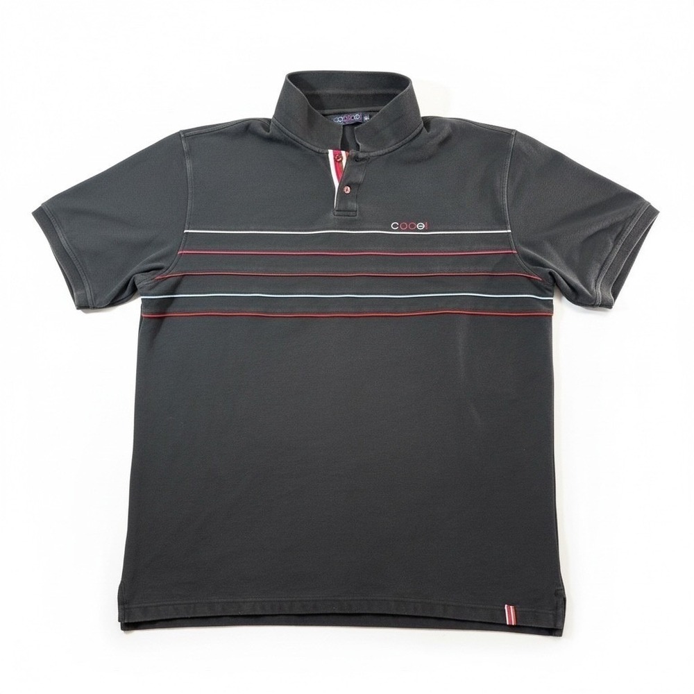 Y2K COOGI Polo Shirt Mens 5XL Black Stripe Embroidered Hip Hop Streetwear‎